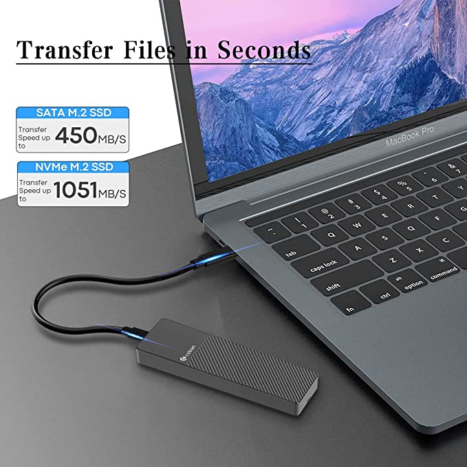 Iegefirm M.2 SSD Enclosure Con Schermo Display – USB3.2 Gen2 10Gbps, Supporta NVMe E NGFF, Dissipazione In Alluminio
