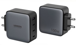 UGREEN 65W USB C Charger, Travel Power Adapter with 3 Switchable Plugs  US/UK/EU, Black