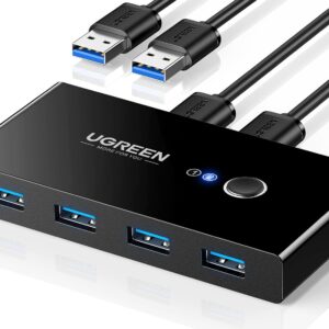 Ugreen 30768 USB 3.0 Sharing Switch, 2 Computers 4-Port USB Peripheral Switcher