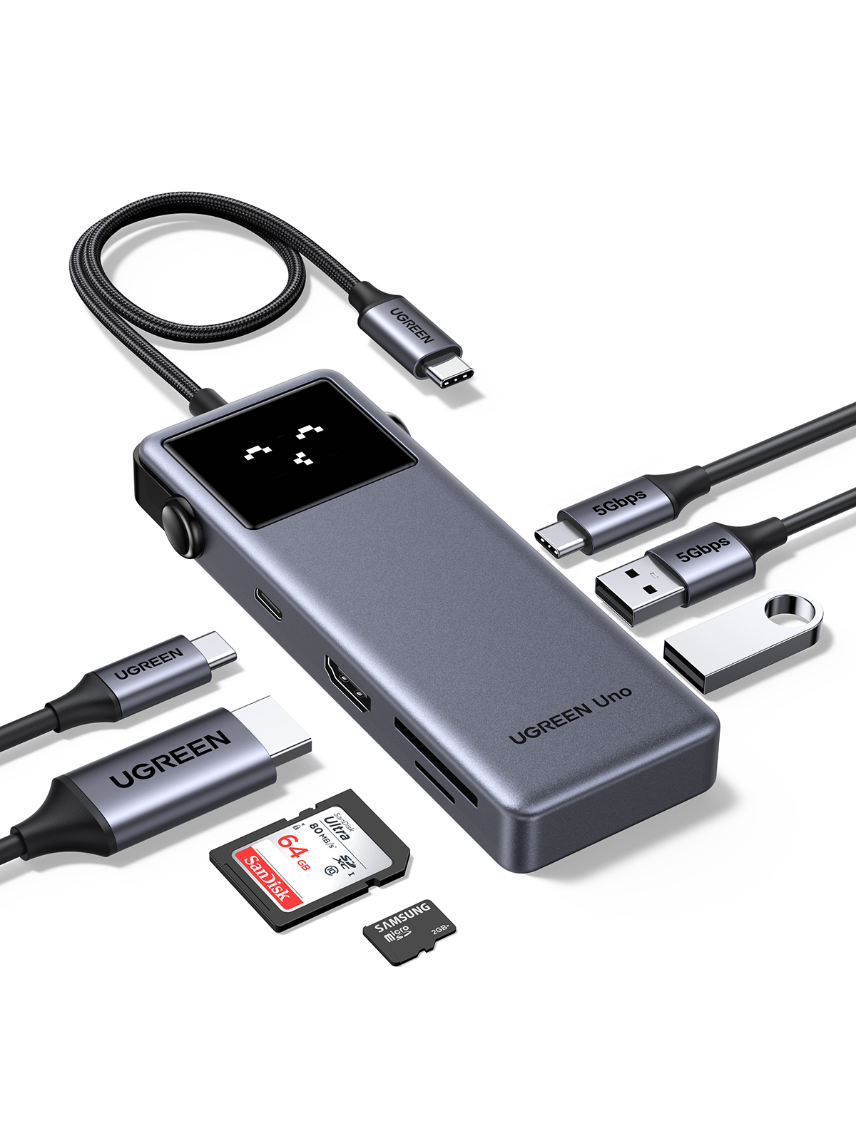 UGREEN UNO 7-in-1 USB-C Hub 75179 with 4K HDMI, USB 3.0 ports, SD TF card reader and 100W Power Delivery charging