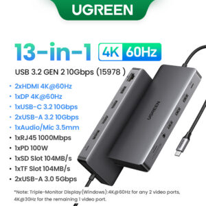 UGREEN 15978 Revodok Pro 313 13-in-1 USB-C Triple Display Docking Station
