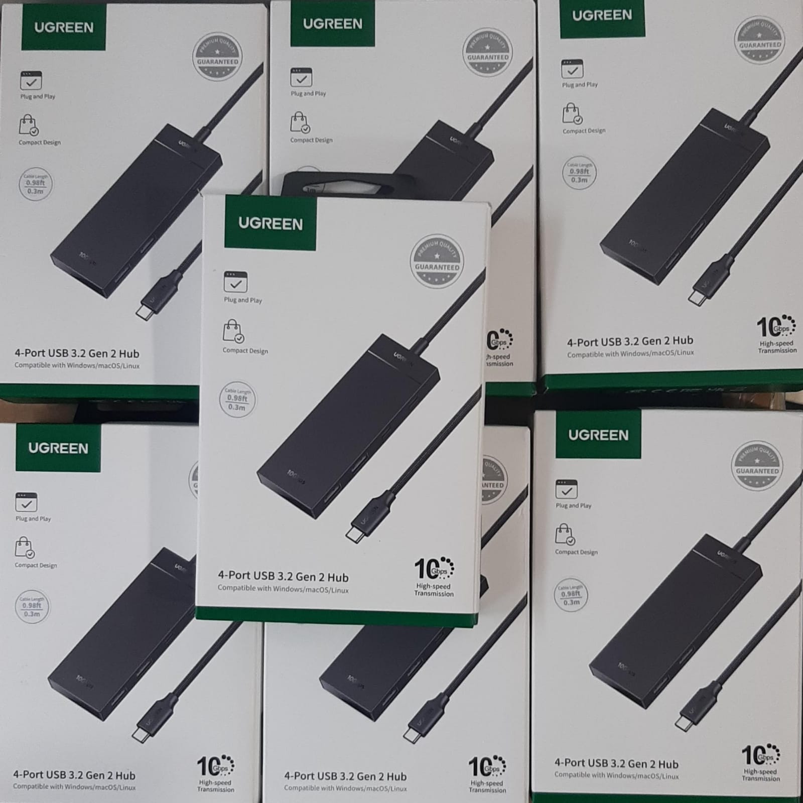 UGREEN 35583 4-Port USB-C Hub retail packaging with 10Gbps USB 3.2 connectivity